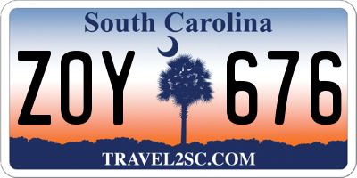 SC license plate ZOY676