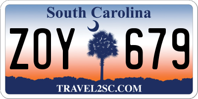 SC license plate ZOY679