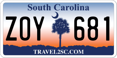 SC license plate ZOY681