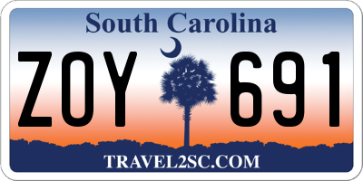 SC license plate ZOY691