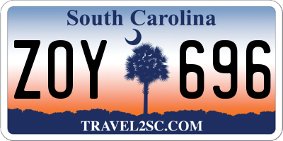 SC license plate ZOY696