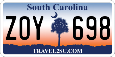 SC license plate ZOY698