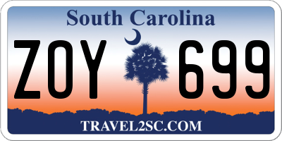 SC license plate ZOY699