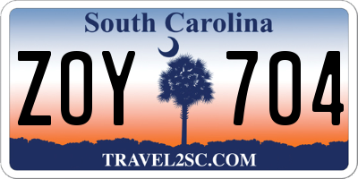 SC license plate ZOY704