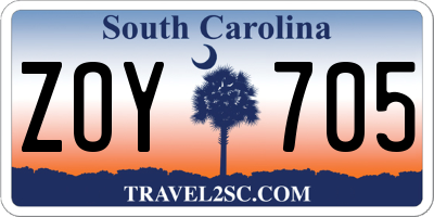 SC license plate ZOY705