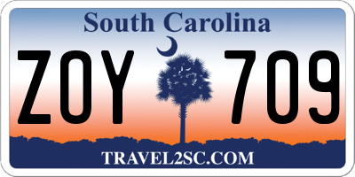 SC license plate ZOY709