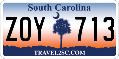 SC license plate ZOY713