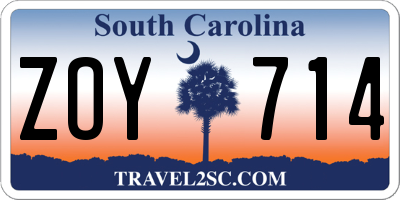 SC license plate ZOY714