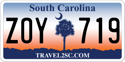 SC license plate ZOY719