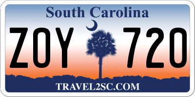 SC license plate ZOY720