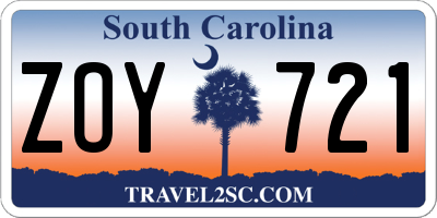 SC license plate ZOY721