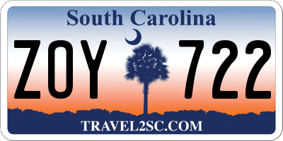 SC license plate ZOY722