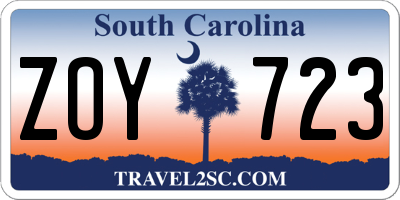 SC license plate ZOY723