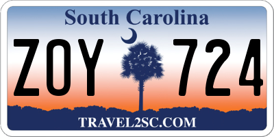 SC license plate ZOY724
