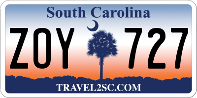 SC license plate ZOY727
