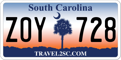 SC license plate ZOY728