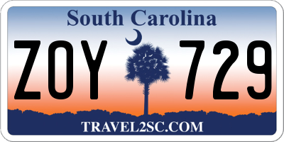 SC license plate ZOY729