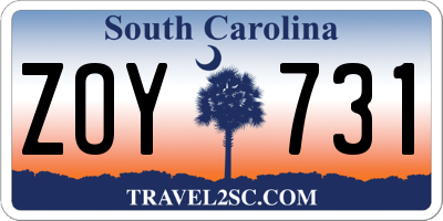 SC license plate ZOY731