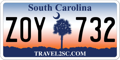 SC license plate ZOY732