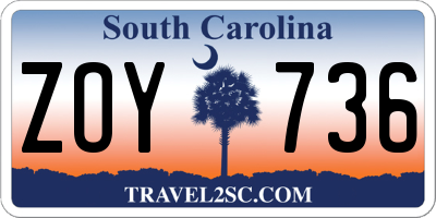 SC license plate ZOY736