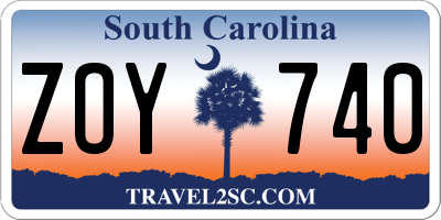 SC license plate ZOY740