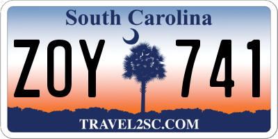 SC license plate ZOY741