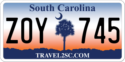 SC license plate ZOY745