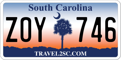 SC license plate ZOY746