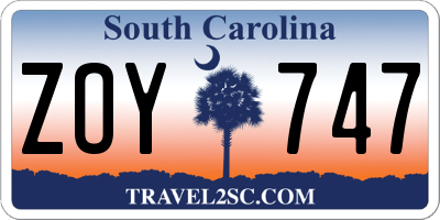 SC license plate ZOY747