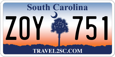 SC license plate ZOY751