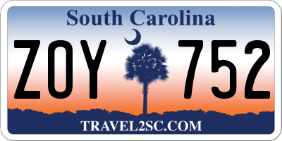 SC license plate ZOY752