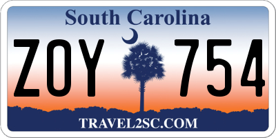 SC license plate ZOY754