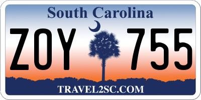 SC license plate ZOY755
