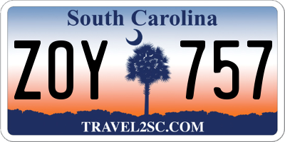 SC license plate ZOY757