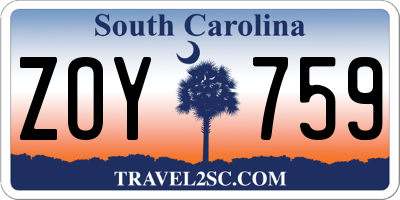 SC license plate ZOY759