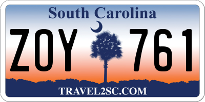 SC license plate ZOY761