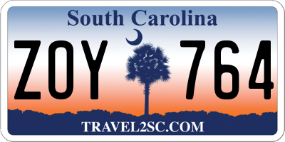 SC license plate ZOY764