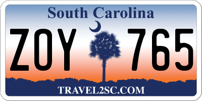 SC license plate ZOY765