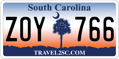 SC license plate ZOY766