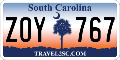 SC license plate ZOY767