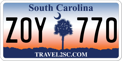 SC license plate ZOY770