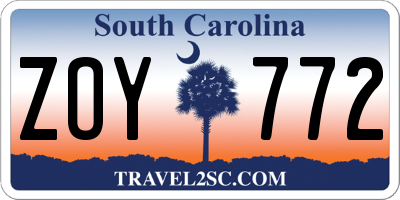 SC license plate ZOY772
