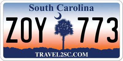 SC license plate ZOY773