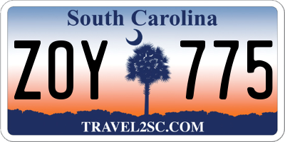 SC license plate ZOY775