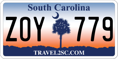 SC license plate ZOY779