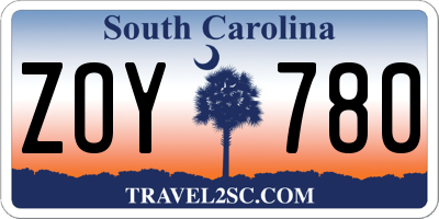 SC license plate ZOY780