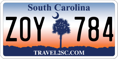 SC license plate ZOY784