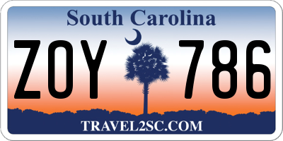 SC license plate ZOY786
