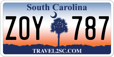 SC license plate ZOY787
