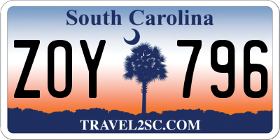 SC license plate ZOY796